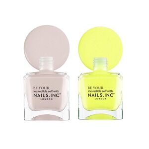 Nails Inc Peace And Pilates Nail Polish Duo Women OS Multi NEW Nude Neon‎ Yellow